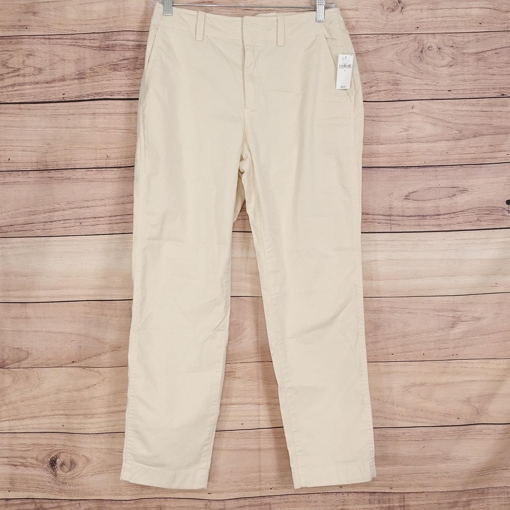New! Gap Pants Womens 4 Beige Downtown Khaki Twill Stretch Pockets Casual